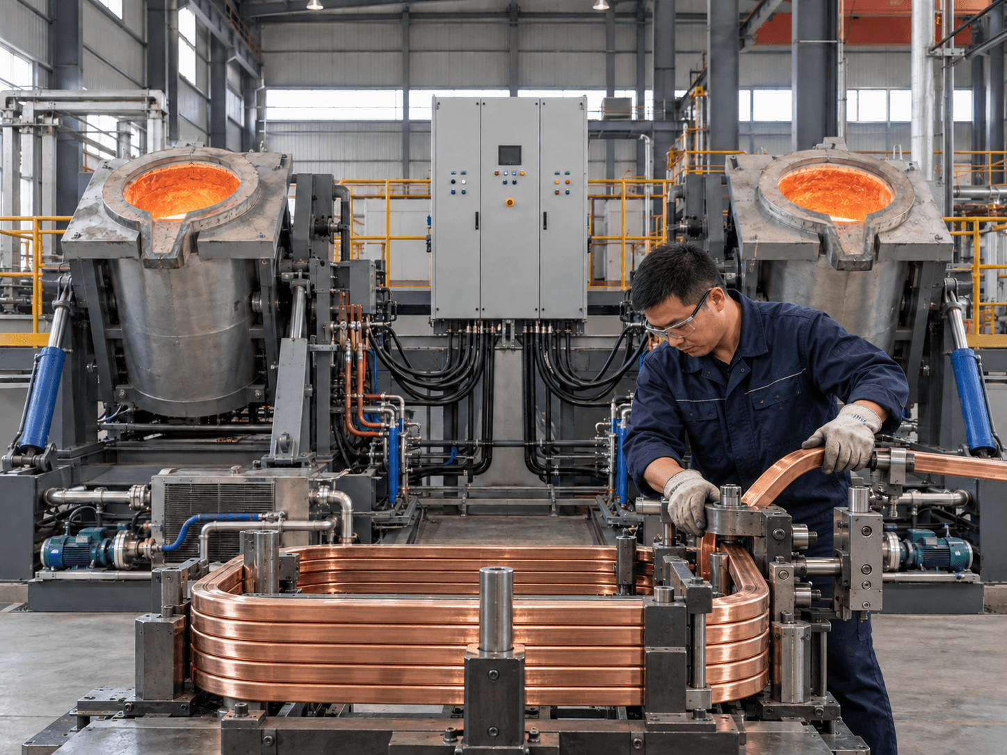 Representative induction furnace copper coil manufacturing configuration